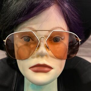 Alpina Vintage 1980 Chic white and Gold Aviator Sunglasses with Amber Lenses